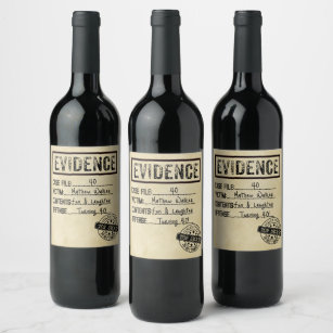 Bevis för att mord verkligen är ett mysterium vinflaska etikett