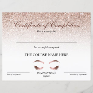 Bevis på avslutad utbildning Brows Lash Course