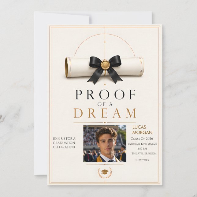 Bevis på en dröm Elegant examensfotokort Kort (Framsida)
