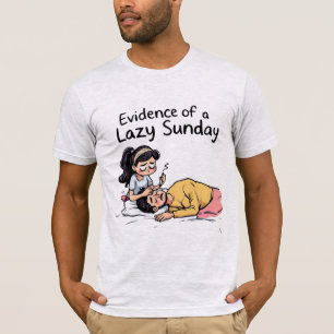 Bevis på en rolig tecknad t-shirt för lat söndag-p