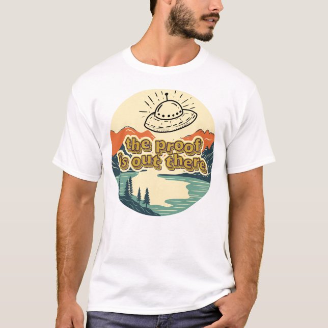 Beviset är ute där Retro UFO Myeff T Shirt (Framsida)
