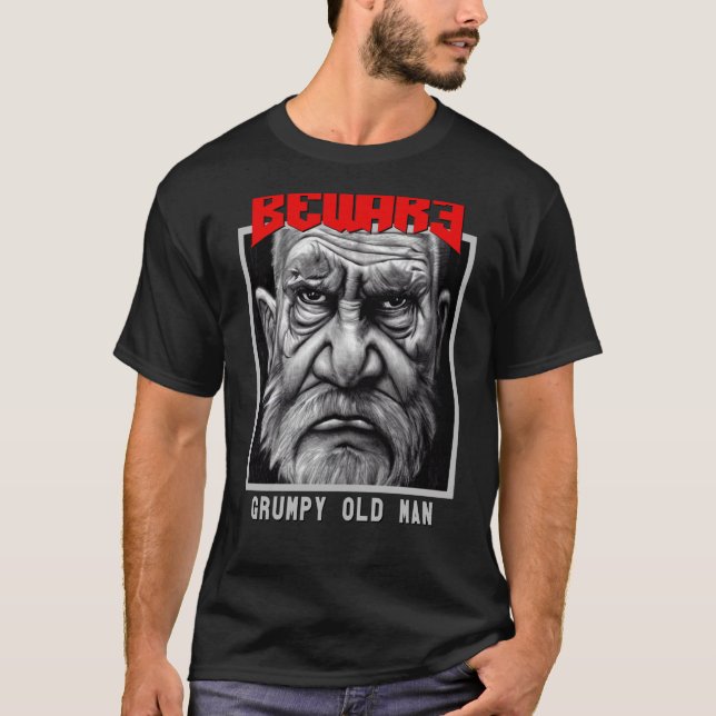 Beware Achtung Grumpy Old Man Bad of Maunders Gran T Shirt (Framsida)
