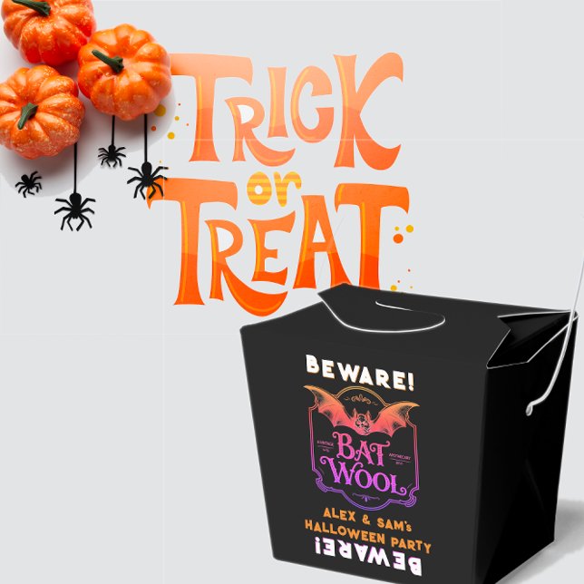 BEWARE Fladdermus Wool Halloween fest Cute Spooky  Presentaskar (BEWARE Bat Wool Halloween Party Cute Spooky Trick or Treat Neon Unique Candy Favor Boxes)