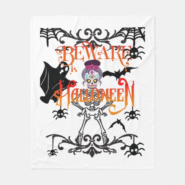 Beware Halloween Fleecefilt (Framsidan)