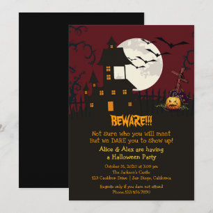 Beware Haunted House Halloween fest inbjudan