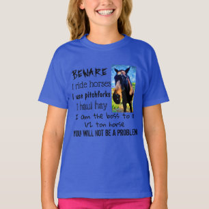 BEWARE - JAG RIDER HÄSTAR - GIRL Blue T Shirt