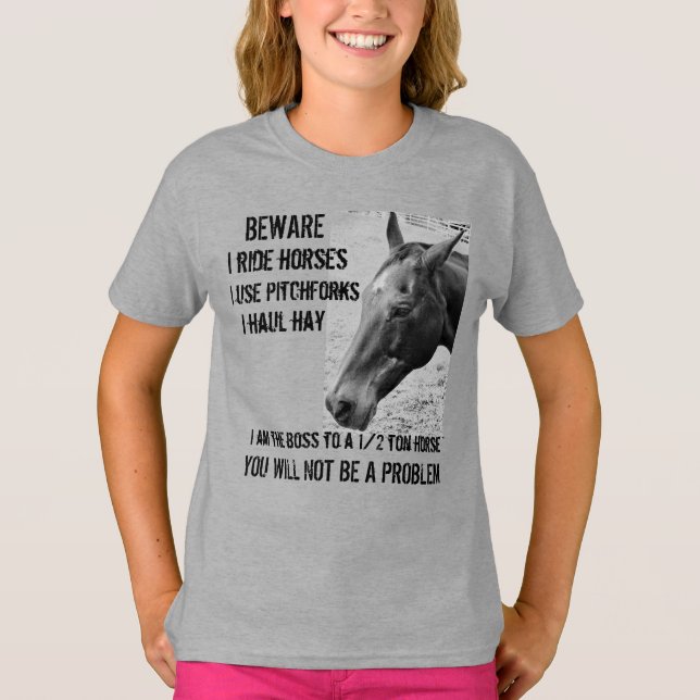 BEWARE - JAG RIDER HÄSTAR - GIRL T SHIRT (Framsida)