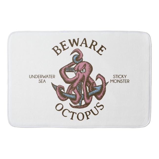 Beware Octopus Nautical Creatacle Tentacle Monster Badrumsmatta (Framsidan)