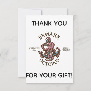 Beware Octopus Nautical Creatacle Tentacle Monster Tack Kort