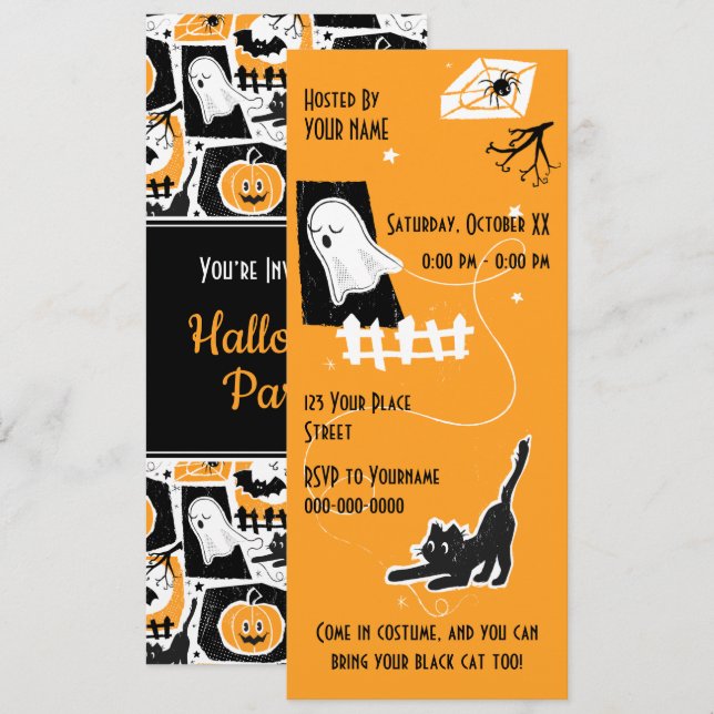 Beware of the cat! inbjudningar (Fram/baksida)