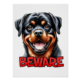 Beware Rotweiler Poster Perfect Poster