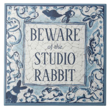Beware Studio Rabbit Delft Blue White Sign Dedham