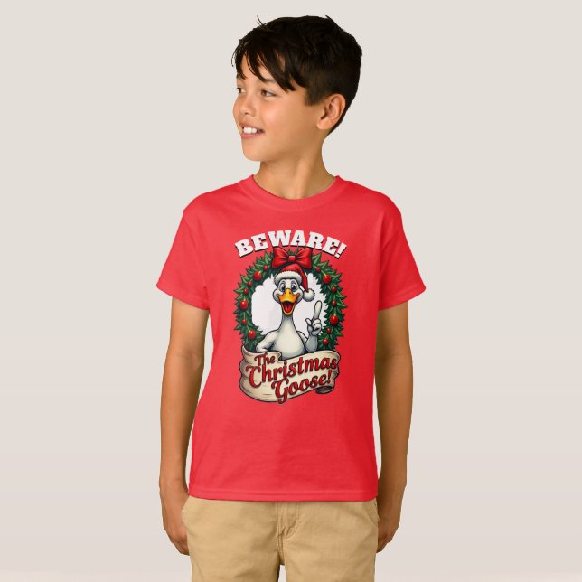 BEWARE! The Christmas Goose! Watch you six! T Shirt (Hel framsida)