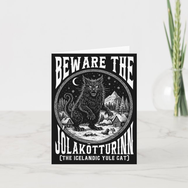Beware The Jolakotturinn Yule Cat Icelandic Christ Kort (Framsida)