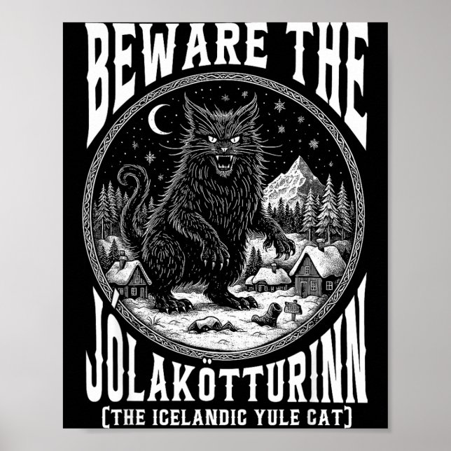 Beware The Jolakotturinn Yule Cat Icelandic Christ Poster (Framsidan)