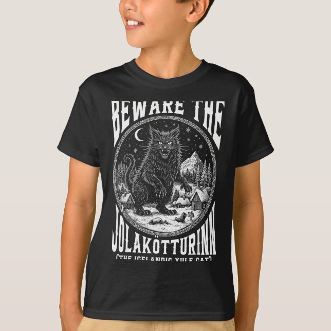 Beware The Jolakotturinn Yule Cat Icelandic Christ T Shirt (Framsida)