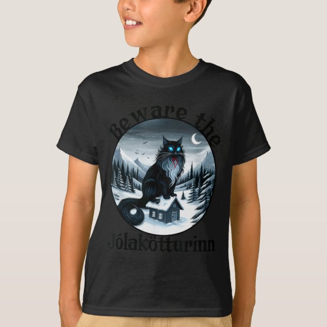 Beware The Jolakotturinn Yule Cat Icelandic Christ T Shirt (Framsida)