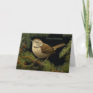 Bewick's wren på grå grenarVigt julkort Tack Kort