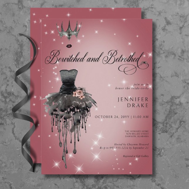 Bewitched & Betrothed Halloween Glam Möhippa Inbjudningar (Bewitched & Betrothed Halloween Glam Bridal Shower Invitation)