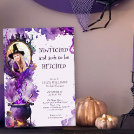 Bewitched en Hitched Halloween Photo Möhippa Inbjudningar