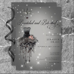 Bewitched och Betrothed Halloween Glam Black Showe Inbjudningar