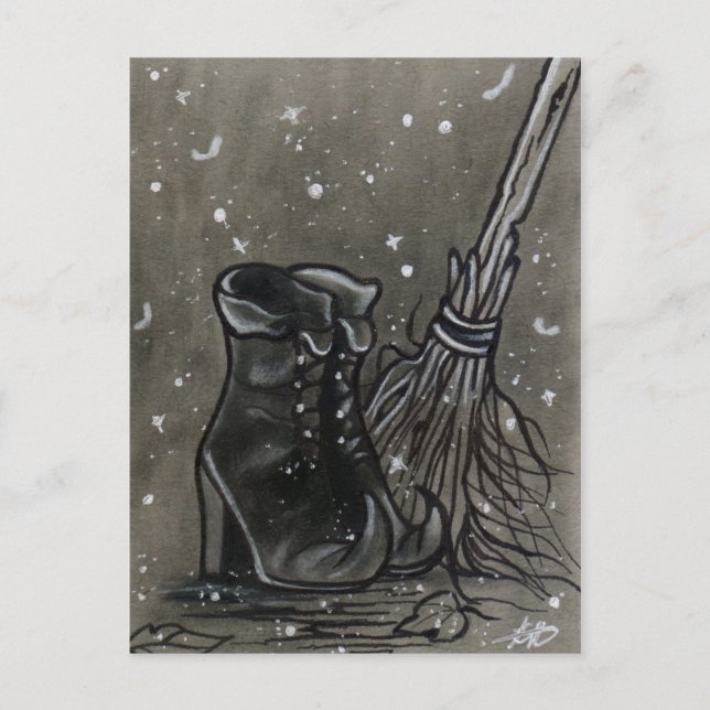 Bewitchen Boots häxboots Halloween Postcard Vykort (Framsida)