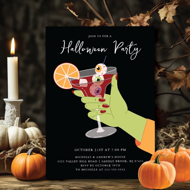 Bewitching Bash Halloween Cocktails Inbjudningar (Skapare uppladdad)
