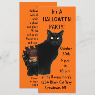 Bewitching Black Cat Halloween fest Inbjudningar