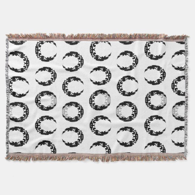 Bewitching Black Crescent Måne Silhouette Filt (Framsidan)