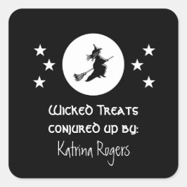 Bewitching Halloween Baking Label Stickers, Black Fyrkantigt Klistermärke