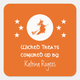 Bewitching Halloween Baking Label Stickers, Orange Fyrkantigt Klistermärke