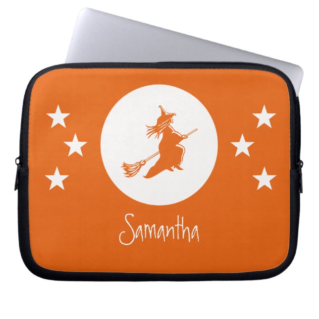 Bewitching Halloween Electronics Sleeve, Orange Laptop Fodral (Framsidan)