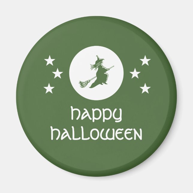 Bewitching Halloween Magnet, Grönt Magnet (Framsidan)