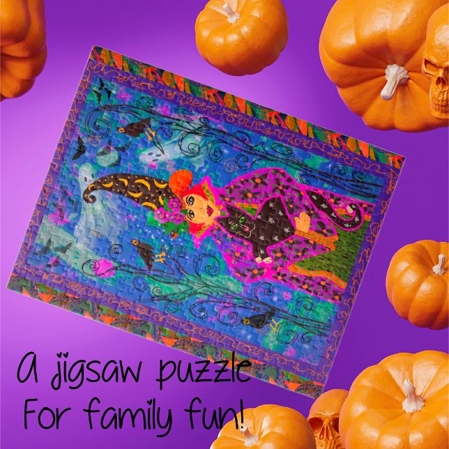 Bewitching Halloween Natt Pussel (Add a colorful project for the family this Halloween. Sizes and number of pieces for all!)