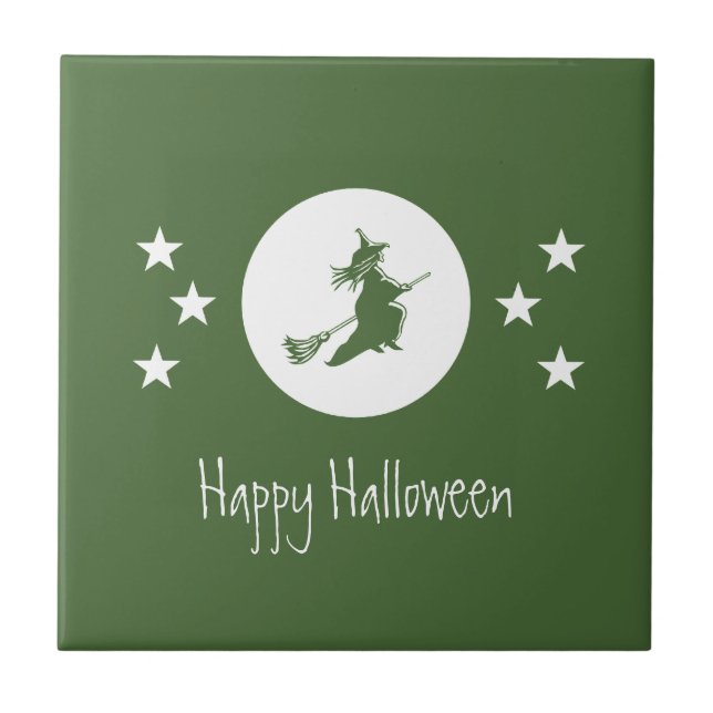 Bewitching Halloween Tile, Grönt Kakelplatta (Framsidan)