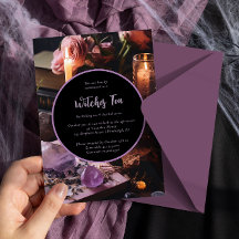Bewitching Halloween Witches Tea Party-inbjudan