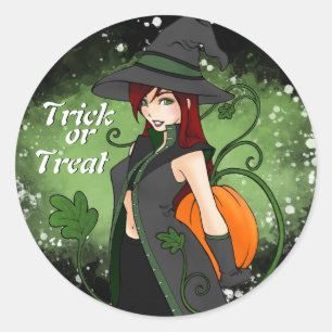 Bewitching Trick eller Treat Stickers Runt Klistermärke