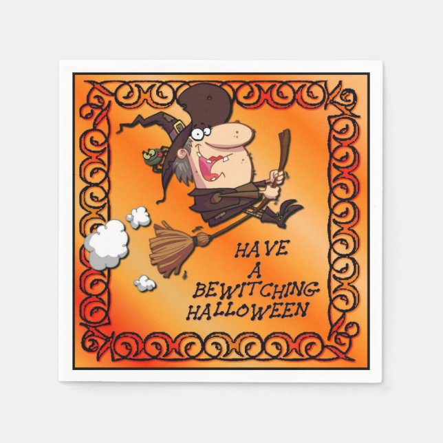 Bewitching Witch Halloween Napkins Pappersservett (Framsidan)
