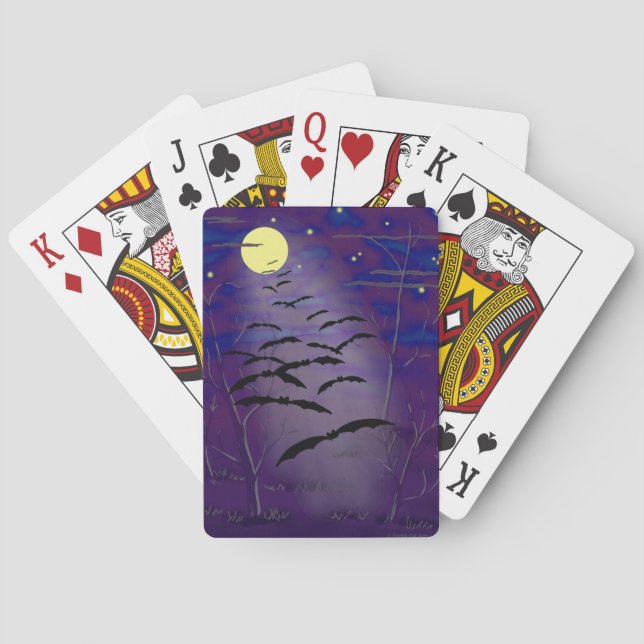 Bewitchingtid med Full Moon och Fladdermöss Hallow Spelkort (Baksidan)