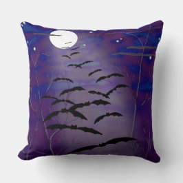 Bewitchningstid med Fullt White Måne och Fladdermö Kudde