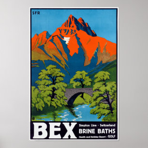 Bex Schweiz Vintage resor Poster återställt