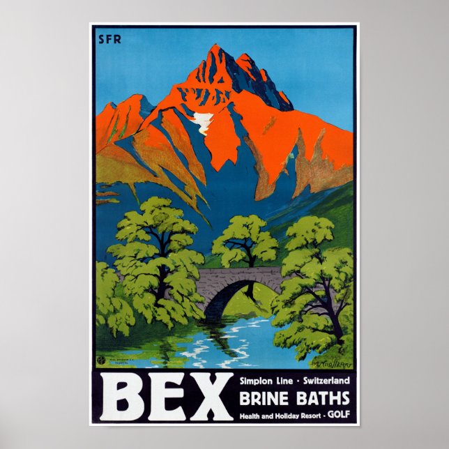 Bex Schweiz Vintage resor Poster återställt (Framsidan)