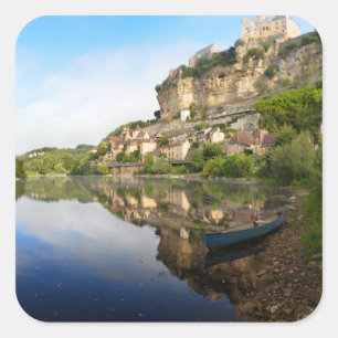 Beynac-et-Cazenac och Dordogne kvadrera Fyrkantigt Klistermärke