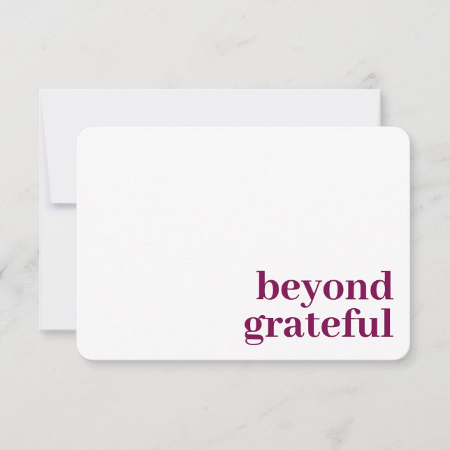 Beyond Grateful Thank You Modern Berry Card Tack Kort (Framsida)