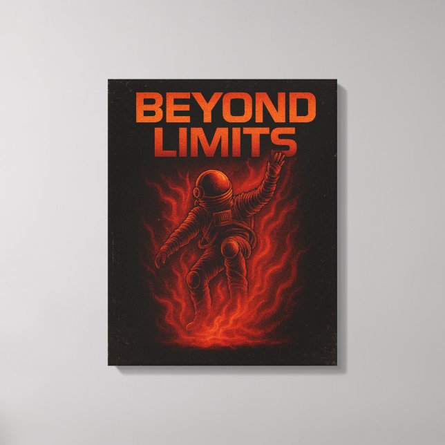 Beyond Limits Astronaut Motivational Poster Canvastryck (Framsida)