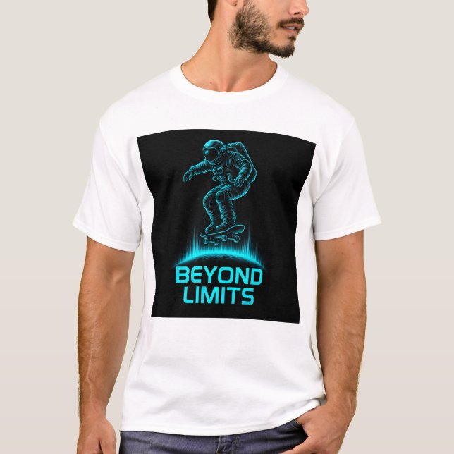 Beyond Limits – Futuristic Astronaut Skateboard T Shirt (Framsida)