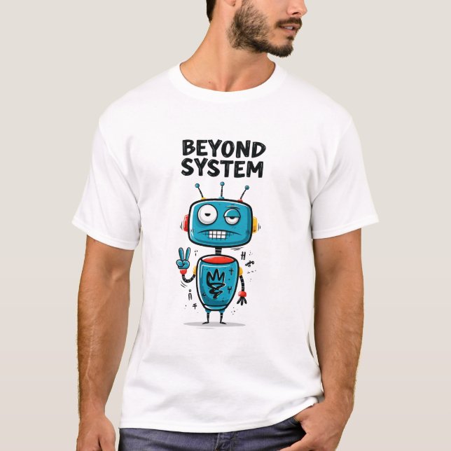 Beyond System Rolig Robot Utomjording Karaktär Pre T Shirt (Framsida)