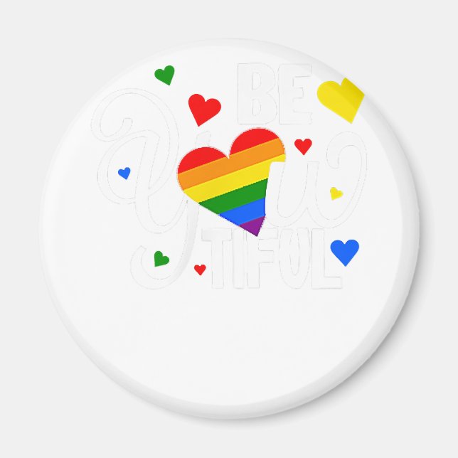BeYouTIFUL Lesbisk Rainbow Heart i Gay pride Magnet (Framsidan)