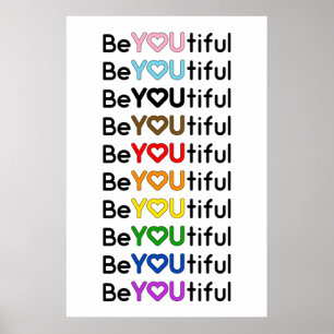 BeYOUtiful Progress Pride Rainbow Flag Poster