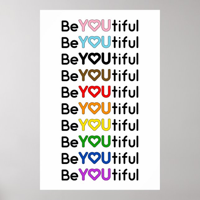 BeYOUtiful Progress Pride Rainbow Flag  Poster (Framsidan)